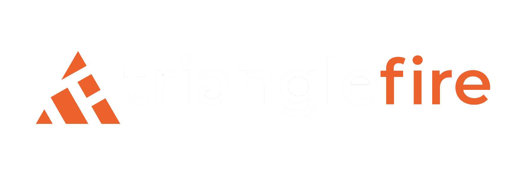 trianglefire logo - triangle orange logo with the words 'triangle fire' following